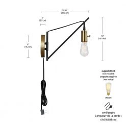 Exeter 1-Light Bronze with Brass Accents Plug-In or Hardwire Swing Arm Wall Sconce by Globe Electric -Deals Globe Electric Store bronze with brass accents globe electric wall sconces 51343 fa 1000