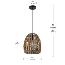 Marlow 1-Light Pendant Light with Natural Twine Color Twist Shade by Globe Electric -Deals Globe Electric Store brown globe electric chandeliers 60750 44 1000