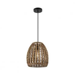 Marlow 1-Light Pendant Light with Natural Twine Color Twist Shade by Globe Electric