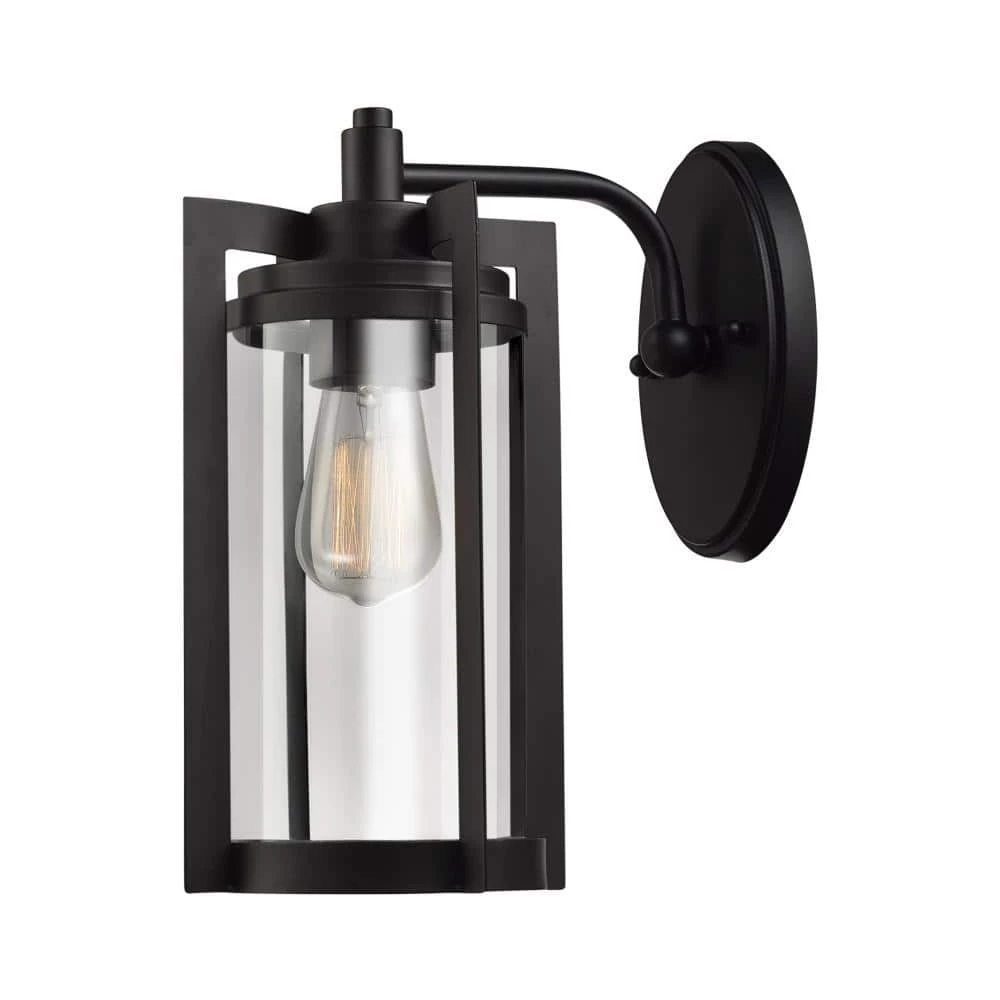 Theo 1-Light Bronze Outdoor Wall Lantern Sconce by Globe Electric 1 Theo 1-Light Bronze Outdoor Wall Lantern Sconce by Globe Electric