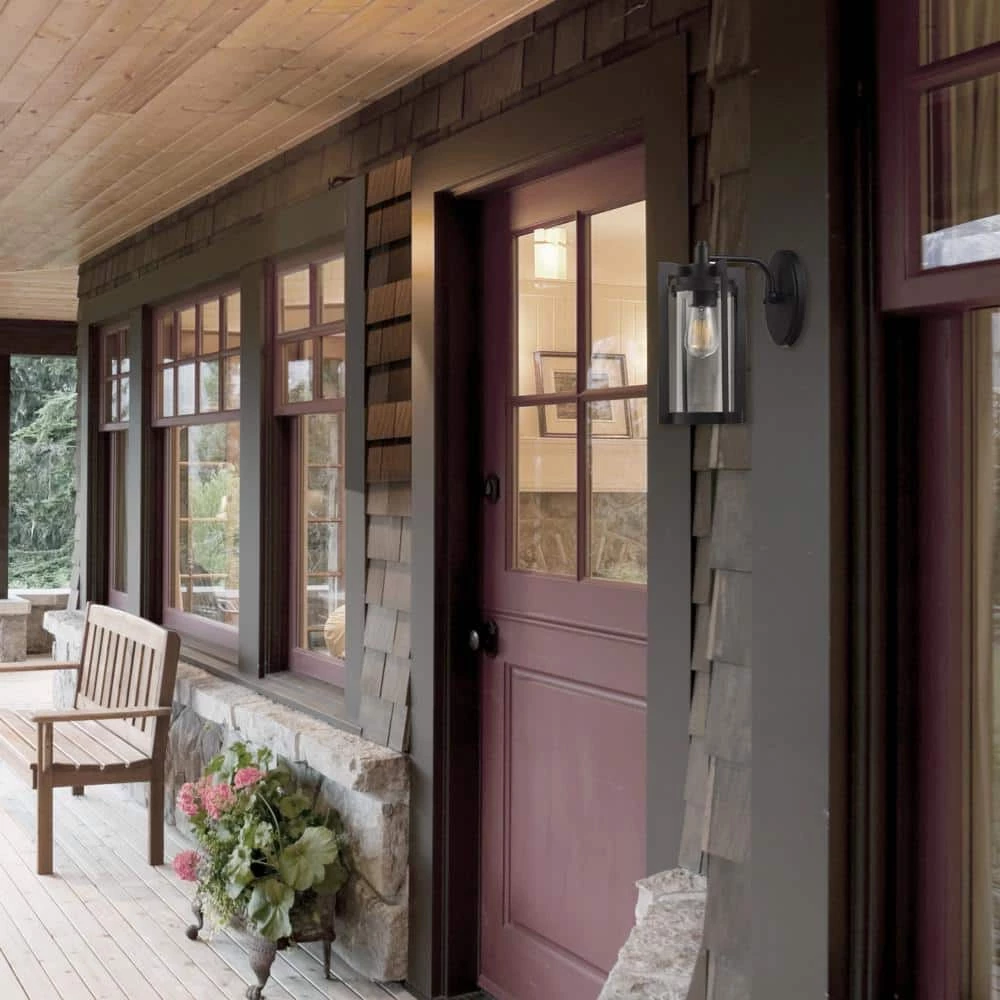 Theo 1-Light Bronze Outdoor Wall Lantern Sconce by Globe Electric 2 Theo 1-Light Bronze Outdoor Wall Lantern Sconce by Globe Electric - Image 2