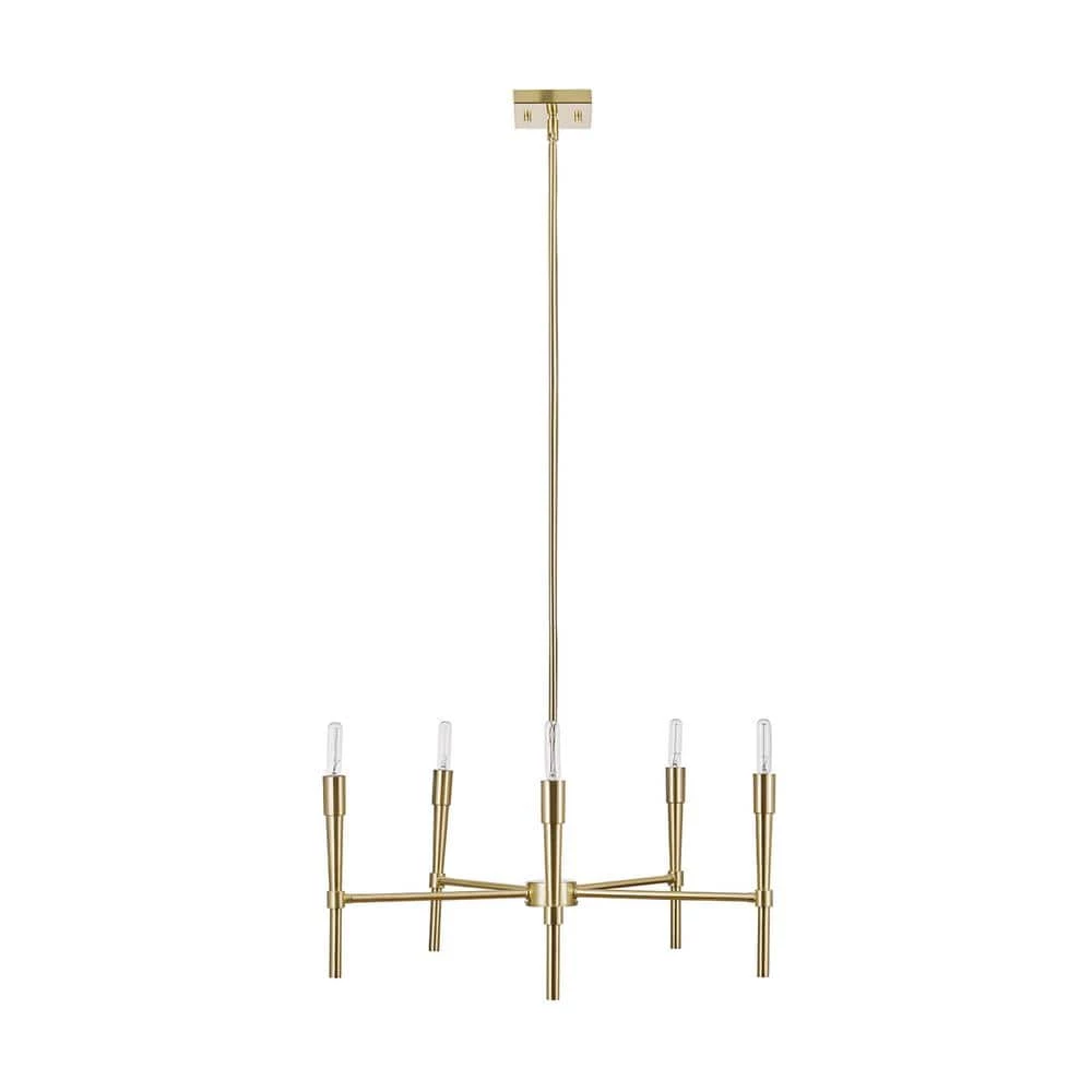 Elena 5-Light Brushed Brass Chandelier, Incandescent Bulbs Included by Globe Electric 1 Elena 5-Light Brushed Brass Chandelier, Incandescent Bulbs Included by Globe Electric