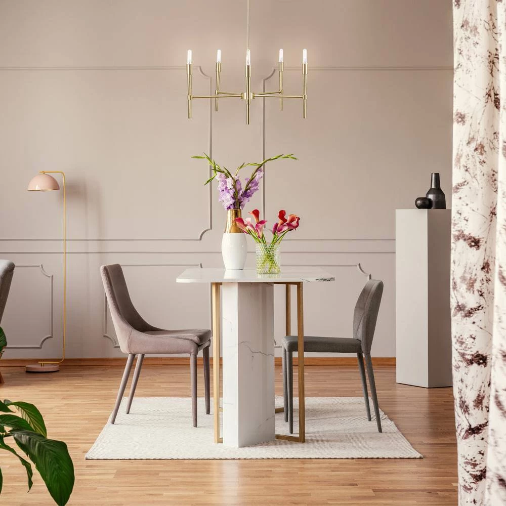 Elena 5-Light Brushed Brass Chandelier, Incandescent Bulbs Included by Globe Electric 3 Elena 5-Light Brushed Brass Chandelier, Incandescent Bulbs Included by Globe Electric - Image 3