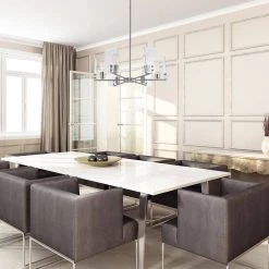 Cleve 6-Light Brushed Nickel Chandelier with Clear Beveled Glass Panes by Globe Electric -Deals Globe Electric Store brushed nickel globe electric chandeliers 60369 1f 1000