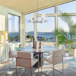 Cleve 6-Light Brushed Nickel Chandelier with Clear Beveled Glass Panes by Globe Electric -Deals Globe Electric Store brushed nickel globe electric chandeliers 60369 44 1000