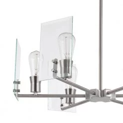 Cleve 6-Light Brushed Nickel Chandelier with Clear Beveled Glass Panes by Globe Electric -Deals Globe Electric Store brushed nickel globe electric chandeliers 60369 c3 1000