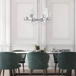 Cleve 6-Light Brushed Nickel Chandelier with Clear Beveled Glass Panes by Globe Electric -Deals Globe Electric Store brushed nickel globe electric chandeliers 60369 e1 1000