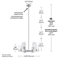 Cleve 6-Light Brushed Nickel Chandelier with Clear Beveled Glass Panes by Globe Electric -Deals Globe Electric Store brushed nickel globe electric chandeliers 60369 fa 1000