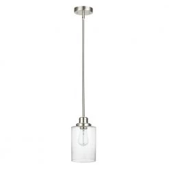 Annecy 1-Light Brushed nickel Pendant with Clear Glass Shade, Vintage Incandescent Bulb Included by Globe Electric -Deals Globe Electric Store brushed nickel globe electric chandeliers 61010 1f 1000