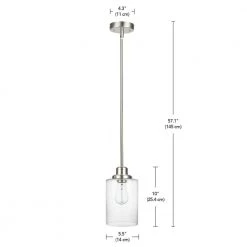 Annecy 1-Light Brushed nickel Pendant with Clear Glass Shade, Vintage Incandescent Bulb Included by Globe Electric -Deals Globe Electric Store brushed nickel globe electric chandeliers 61010 44 1000