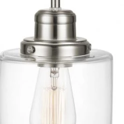 Annecy 1-Light Brushed nickel Pendant with Clear Glass Shade, Vintage Incandescent Bulb Included by Globe Electric -Deals Globe Electric Store brushed nickel globe electric chandeliers 61010 4f 1000