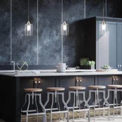 Annecy 1-Light Brushed nickel Pendant with Clear Glass Shade, Vintage Incandescent Bulb Included by Globe Electric -Deals Globe Electric Store brushed nickel globe electric chandeliers 61010 c3 1000