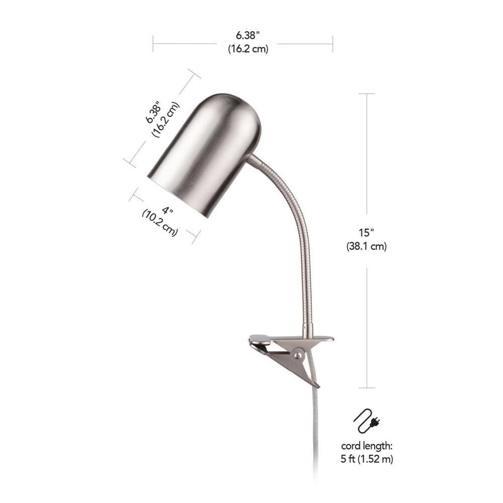 Carter 15 in. Brushed Nickel Clip-Arm Desk Lamp with Adjustable Gooseneck by Globe Electric 6 Carter 15 in. Brushed Nickel Clip-Arm Desk Lamp with Adjustable Gooseneck by Globe Electric - Image 6