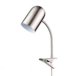Carter 15 in. Brushed Nickel Clip-Arm Desk Lamp with Adjustable Gooseneck by Globe Electric