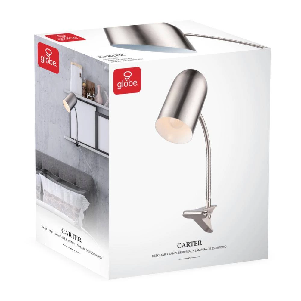 Carter 15 in. Brushed Nickel Clip-Arm Desk Lamp with Adjustable Gooseneck by Globe Electric 8 Carter 15 in. Brushed Nickel Clip-Arm Desk Lamp with Adjustable Gooseneck by Globe Electric - Image 8