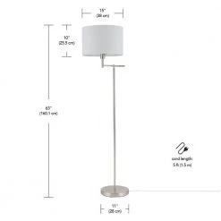 Jaclyn 63 in. Brushed Nickel Swing Arm Floor Lamp with White Shade, CEC Title 20 Bulb Included by Globe Electric 13 Jaclyn 63 in. Brushed Nickel Swing Arm Floor Lamp with White Shade, CEC Title 20 Bulb Included by Globe Electric -Deals Globe Electric Store brushed nickel globe electric floor lamps 67756 fa 1000