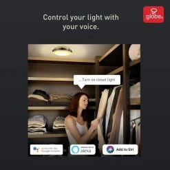 Wi-Fi Smart 11 in, 1-Light Brushed Nickel Smart LED Integrated Flush Mount by Globe Electric -Deals Globe Electric Store brushed nickel globe electric flush mount lights 60839 44 1000