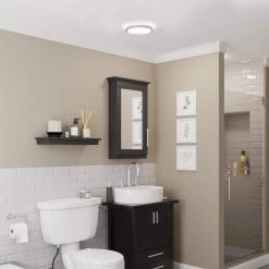 Wi-Fi Smart 11 in, 1-Light Brushed Nickel Smart LED Integrated Flush Mount by Globe Electric -Deals Globe Electric Store brushed nickel globe electric flush mount lights 60839 76 1000