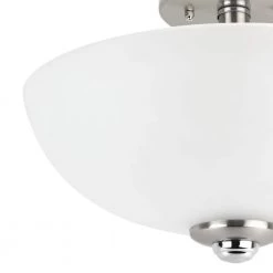 Hudson 2-Light Brushed Nickel with Chrome Accents Semi-Flush Mount Ceiling Light by Globe Electric -Deals Globe Electric Store brushed nickel globe electric flush mount lights 63357 4f 1000