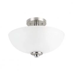 Hudson 2-Light Brushed Nickel with Chrome Accents Semi-Flush Mount Ceiling Light by Globe Electric