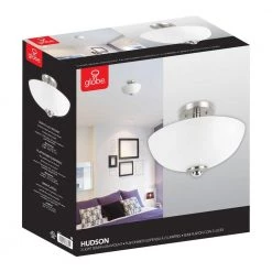 Hudson 2-Light Brushed Nickel with Chrome Accents Semi-Flush Mount Ceiling Light by Globe Electric -Deals Globe Electric Store brushed nickel globe electric flush mount lights 63357 fa 1000
