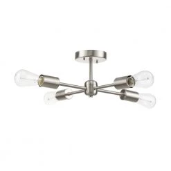 Vane 17 in. 4-Light Brushed Nickel Semi-Flush Mount by Globe Electric