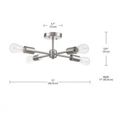 Vane 17 in. 4-Light Brushed Nickel Semi-Flush Mount by Globe Electric -Deals Globe Electric Store brushed nickel globe electric flush mount lights 65098 76 1000