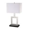 Haven 21 in. Brushed Nickel Finish Indoor Table Lamp With White Fabric Shade by Globe Electric