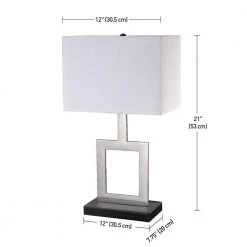 Haven 21 in. Brushed Nickel Finish Indoor Table Lamp With White Fabric Shade by Globe Electric -Deals Globe Electric Store brushed nickel globe electric table lamps 11388 c3 1000