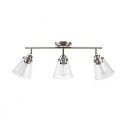 Jackson 2 ft. 3-Light Brushed Nickel Fixed Track Lighting Kit with Clear Glass Shades by Globe Electric