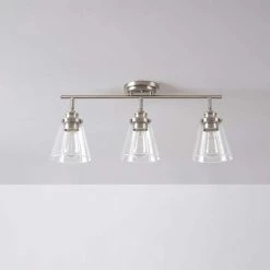 Jackson 2 ft. 3-Light Brushed Nickel Fixed Track Lighting Kit with Clear Glass Shades by Globe Electric -Deals Globe Electric Store brushed nickel globe electric track lighting kits 59628 c3 1000