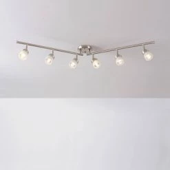 Spence 3.85 ft. 6-Light Brushed Nickel Flexible Track Lighting Kit with Frosted Glass Shades by Globe Electric -Deals Globe Electric Store brushed nickel globe electric track lighting kits 59865 66 1000