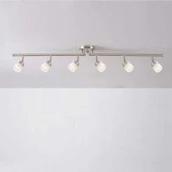 Spence 3.85 ft. 6-Light Brushed Nickel Flexible Track Lighting Kit with Frosted Glass Shades by Globe Electric -Deals Globe Electric Store brushed nickel globe electric track lighting kits 59865 c3 1000