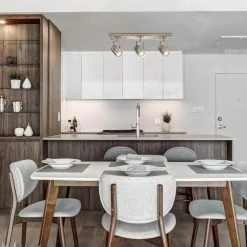 Williamsburg 2 ft. 3-Light Brushed Nickel Linear Track Lighting Kit with Light Faux Wood Canopy, Bulbs Included by Globe Electric -Deals Globe Electric Store brushed nickel globe electric track lighting kits 59963 31 1000