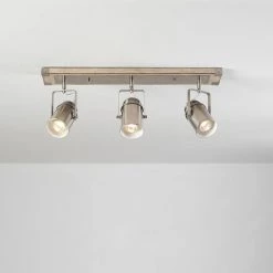Williamsburg 2 ft. 3-Light Brushed Nickel Linear Track Lighting Kit with Light Faux Wood Canopy, Bulbs Included by Globe Electric -Deals Globe Electric Store brushed nickel globe electric track lighting kits 59963 c3 1000