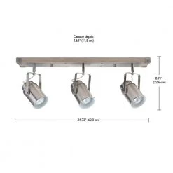 Williamsburg 2 ft. 3-Light Brushed Nickel Linear Track Lighting Kit with Light Faux Wood Canopy, Bulbs Included by Globe Electric -Deals Globe Electric Store brushed nickel globe electric track lighting kits 59963 fa 1000