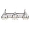Eli 24.1 in. 3-Light Brushed Nickel Vanity Light with Caged Shades, Incandescent Bulbs Included by Globe Electric