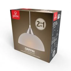 Griffin 1-Light Brushed Steel Plug-In or Hardwire Pendant Lighting with 15 ft. Cord by Globe Electric -Deals Globe Electric Store brushed steel globe electric chandeliers 61102 76 1000