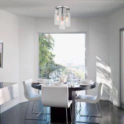 Cusco 13.6 in. 3-Light Brushed Steel Semi-Flush Mount Ceiling Light with Clear Glass Shades by Globe Electric -Deals Globe Electric Store brushed steel globe electric flush mount lights 60338 4f 1000