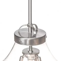 3-Light Brushed Steel Pendant with Clear Glass Shade by Globe Electric -Deals Globe Electric Store brushed steel globe electric pendant lights 65113 1f 1000