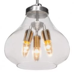 3-Light Brushed Steel Pendant with Clear Glass Shade by Globe Electric -Deals Globe Electric Store brushed steel globe electric pendant lights 65113 c3 1000