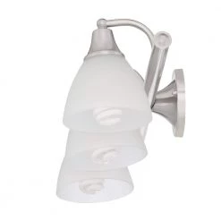 Estorial 3-Light Brushed Nickel Vanity Light with Frosted Glass Shades and Bath Set (5-Piece) by Globe Electric -Deals Globe Electric Store brushed steel globe electric vanity lighting 50700 77 1000