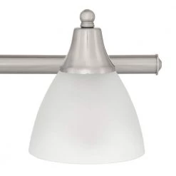 Estorial 3-Light Brushed Nickel Vanity Light with Frosted Glass Shades and Bath Set (5-Piece) by Globe Electric -Deals Globe Electric Store brushed steel globe electric vanity lighting 50700 c3 1000