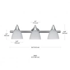 Jayden 3-Light Brushed Steel Vanity Light with Frosted Glass Shades by Globe Electric -Deals Globe Electric Store brushed steel globe electric vanity lighting 51547 1f 1000