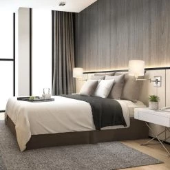 Anderson 1-Light Brushed Steel Plug-In Swing Arm Wall Lamp with White Fabric Shade, LED Bulb Included by Globe Electric -Deals Globe Electric Store brushed steel globe electric wall lamps 51627 31 1000