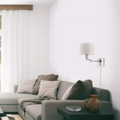 Bernard 8 in. Brushed Steel Plug-In or Hardwire Wall Sconce by Globe Electric -Deals Globe Electric Store brushed steel globe electric wall sconces 65292 66 1000