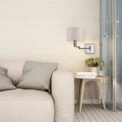 Bernard 8 in. Brushed Steel Plug-In or Hardwire Wall Sconce by Globe Electric -Deals Globe Electric Store brushed steel globe electric wall sconces 65292 76 1000