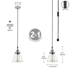 Parker 1-Light Plug-In or Hardwire Chrome Pendant Light with Clear Glass Shade by Globe Electric -Deals Globe Electric Store chrome globe electric chandeliers 60713 40 1000