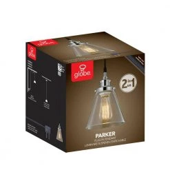 Parker 1-Light Plug-In or Hardwire Chrome Pendant Light with Clear Glass Shade by Globe Electric -Deals Globe Electric Store chrome globe electric chandeliers 60713 76 1000