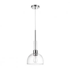 Tai 1-Light Chrome Pendant Light with Clear Glass Shade by Globe Electric